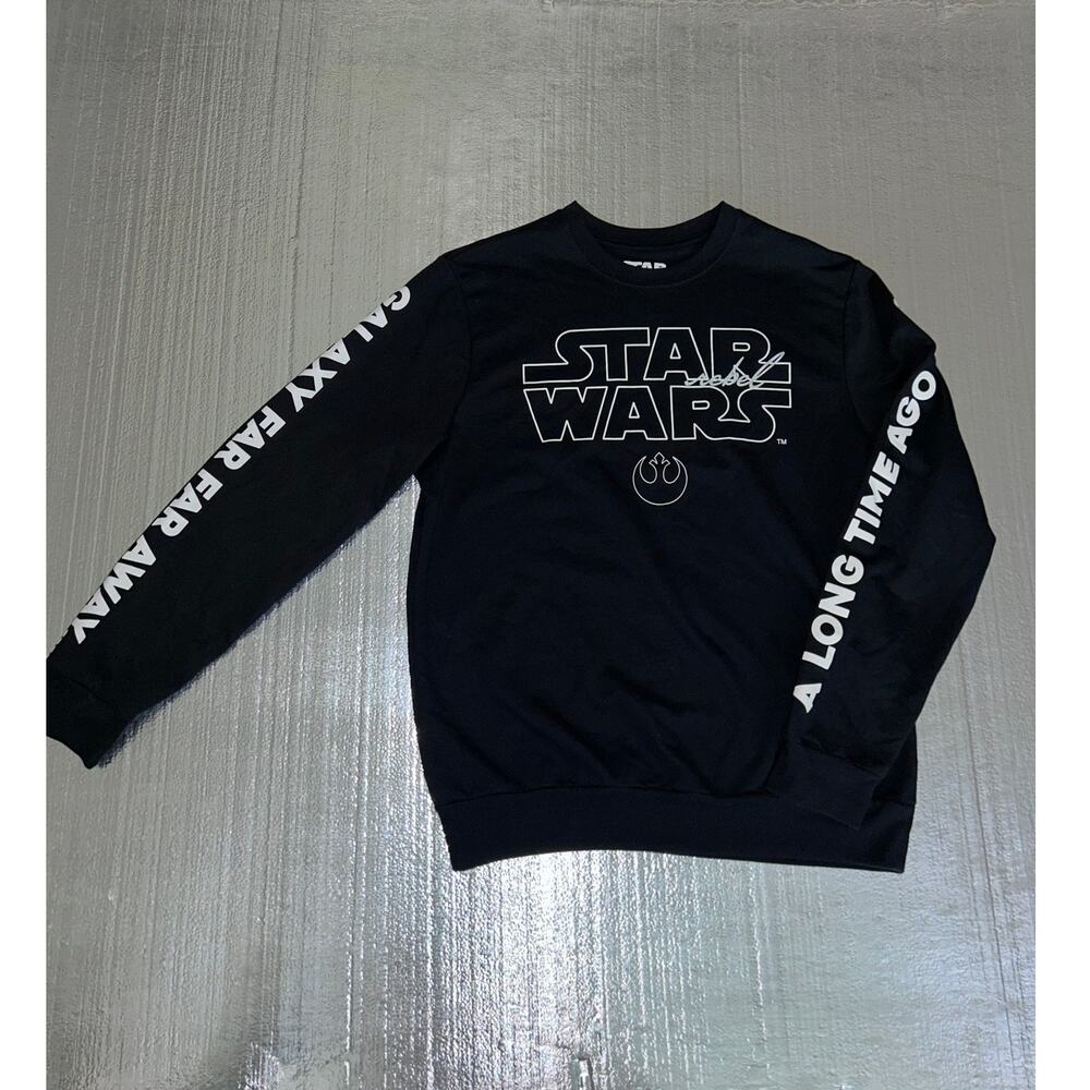 Star Wars Rebel Crewneck Sweatshirt Black Graphic Long Sleeve Men’s M Unisex